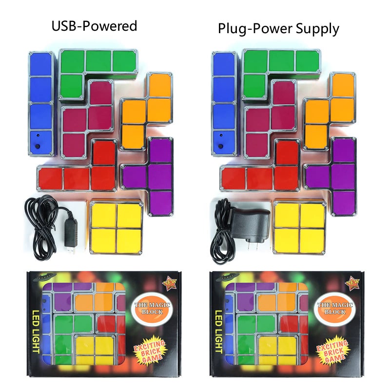 VEEKI Stackable Night Light, Stackable LED 7 Colors 3D Puzzles Night Light Induction Interlocking Desk Lamp, DIY Tangram Light Blocks Puzzles lamp for Bedroom Decor (US Plug) - Image 5